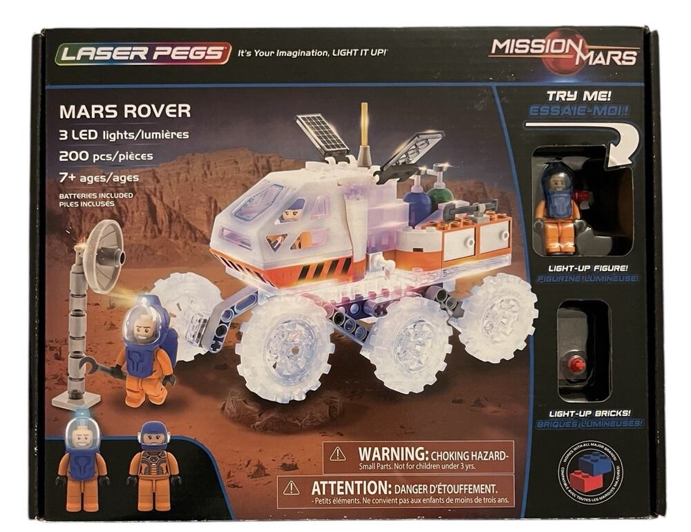 Laser Pegs Mission Mars Rover Building 200 Pcs 3 LED Lights 18002